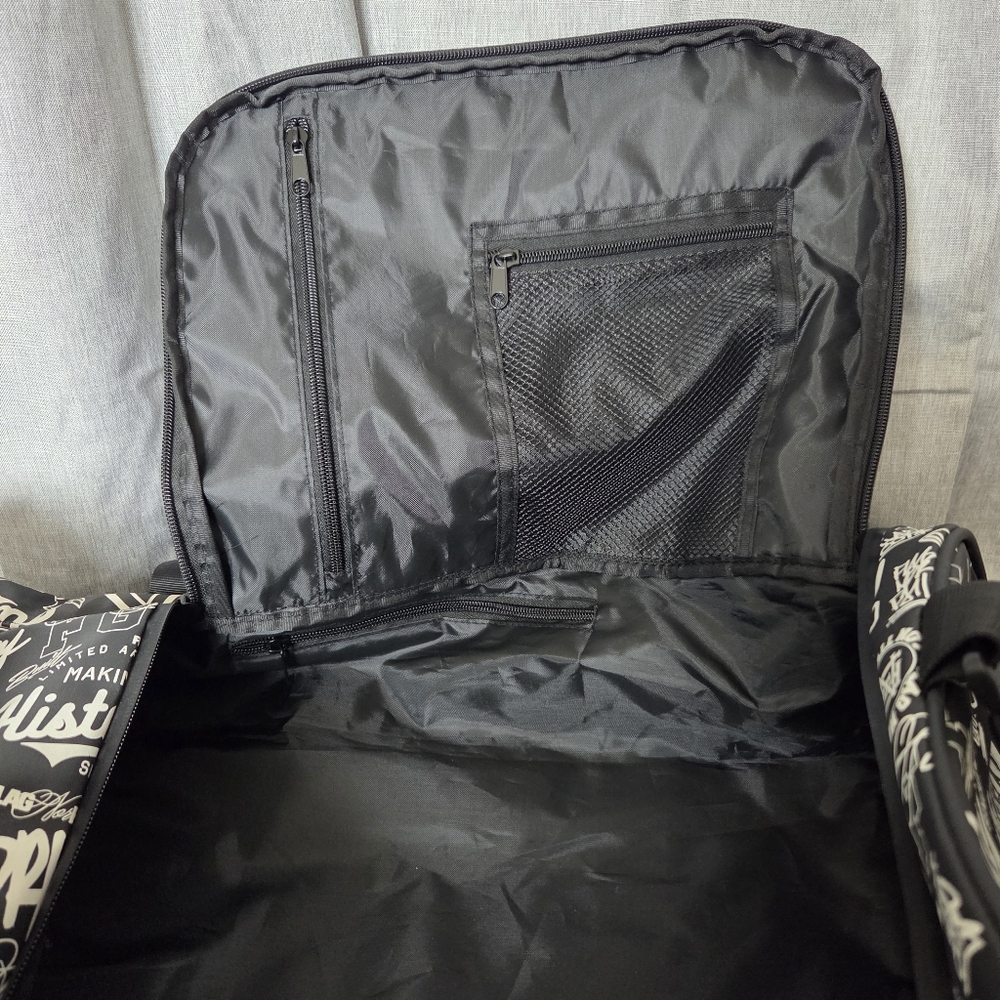 Flag Nor Fail Heavy Duty Travel Duffle Bag Black And White All Over Print EUC - Picture 13 of 15